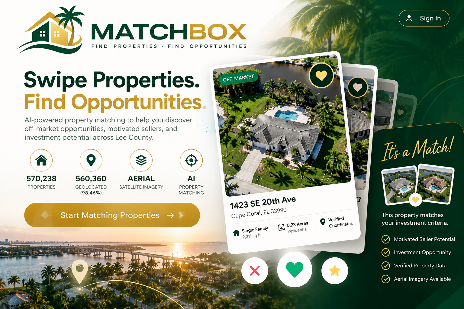 Matchbox — Swipe Properties. Find Opportunities.